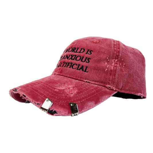 UGLY, ANXIOUS AND ARTIFICIAL HAT: FADED RED