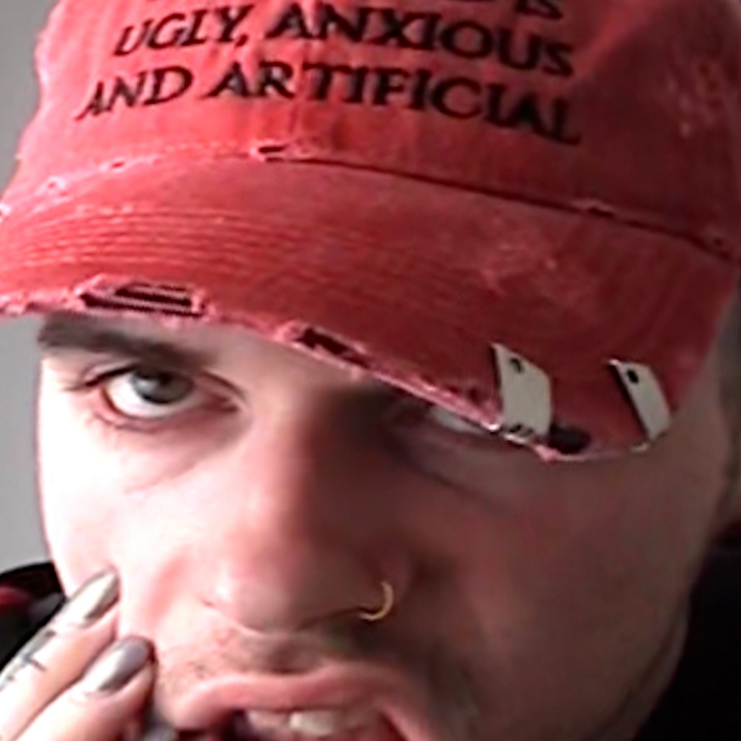 UGLY, ANXIOUS AND ARTIFICIAL HAT: FADED RED