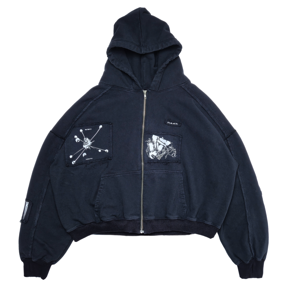 HARDCORE ZIP-UP HOODED SWEATSHIRT: CORPSE BLUE