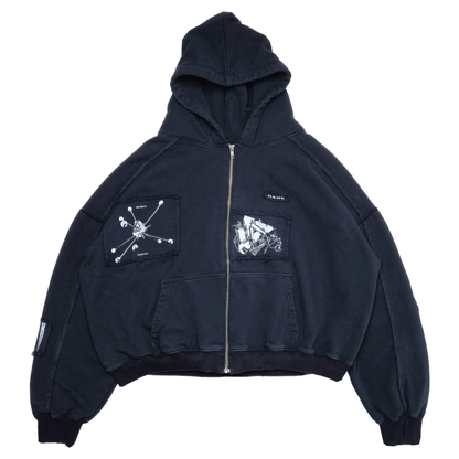 HARDCORE ZIP-UP HOODED SWEATSHIRT: CORPSE BLUE [PREORDER]