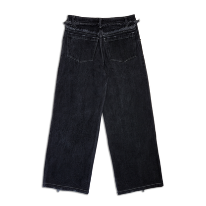 STAPLED PANTS DARK WASHED [SLIM]