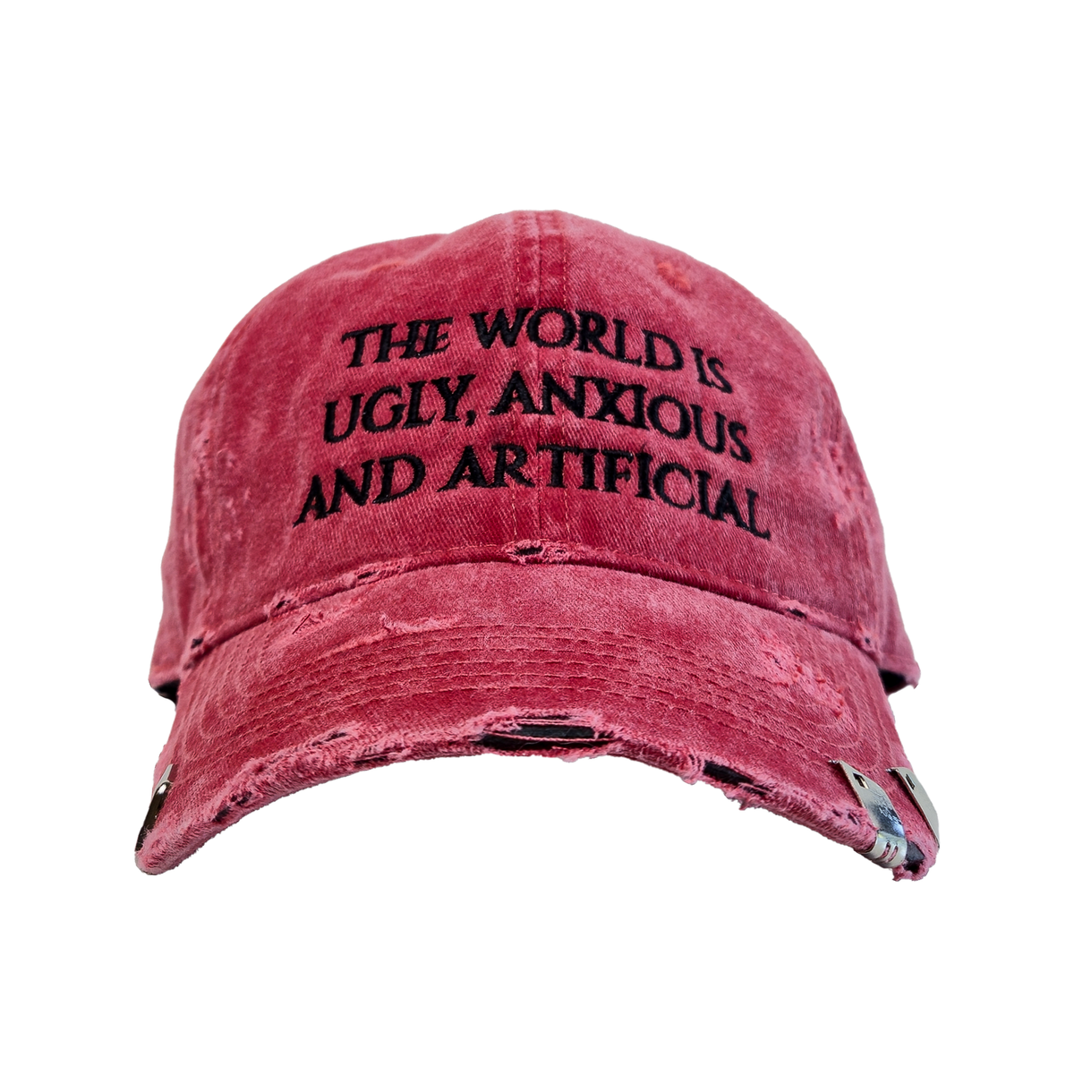 UGLY, ANXIOUS AND ARTIFICIAL HAT: FADED RED