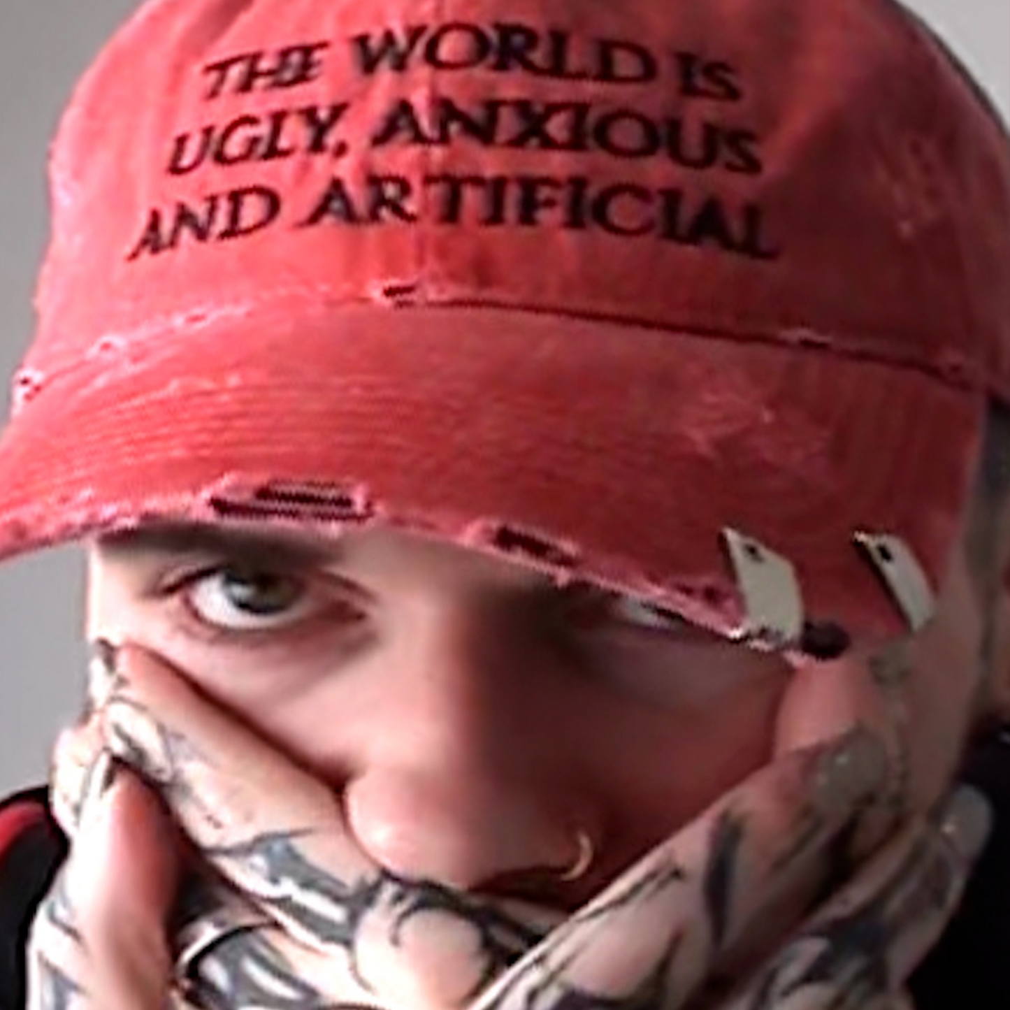 UGLY, ANXIOUS AND ARTIFICIAL HAT: FADED RED