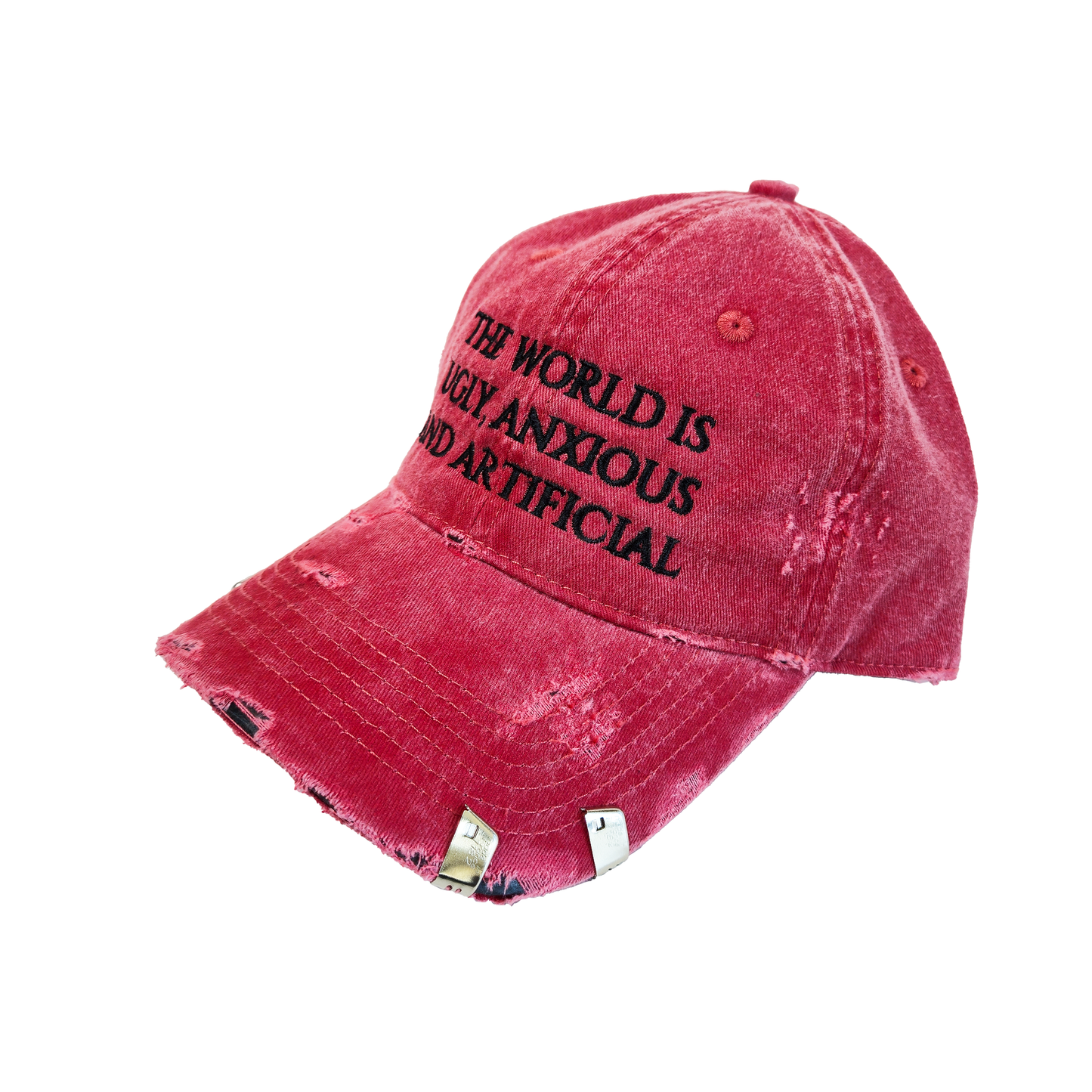 UGLY, ANXIOUS AND ARTIFICIAL HAT: FADED RED