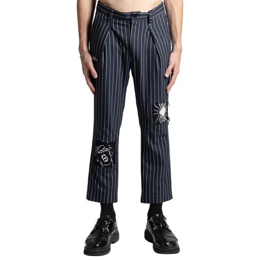PATCHED PINSTRIPE TAILORED PANTS